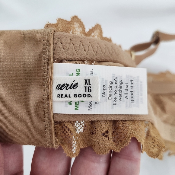 Aerie Womens Lace Bralette Size XL Nude Tan Triangle Adjustable‎ Coquette - Picture 5 of 7